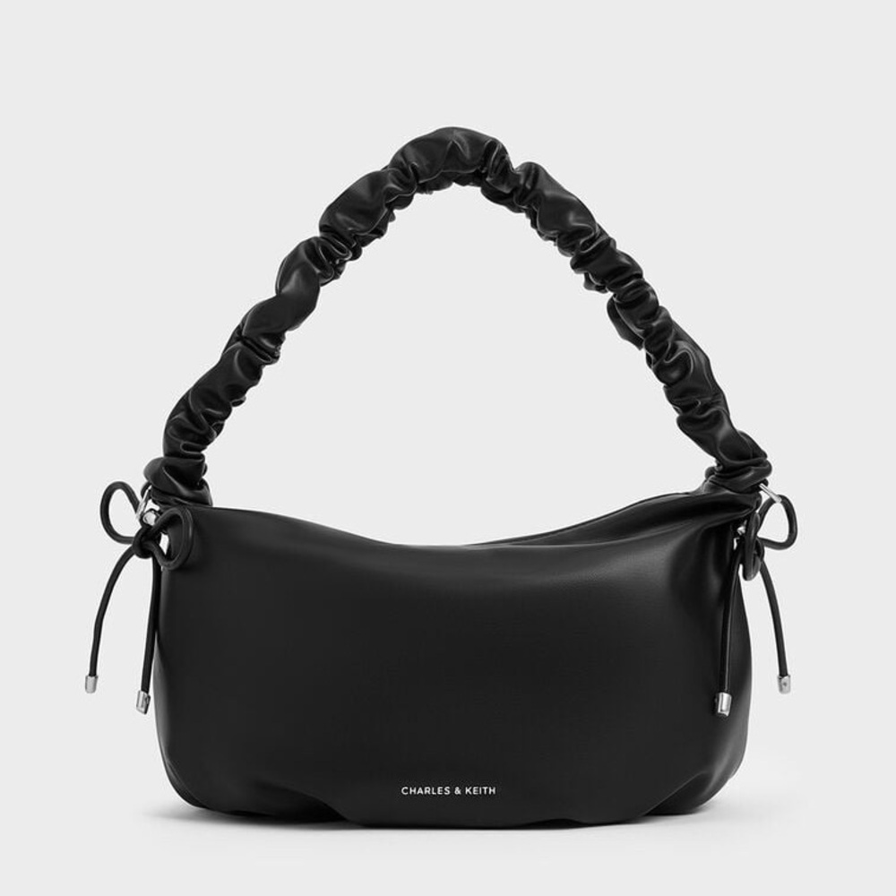 Charles & Keith Black Crescent Shoulder Hobo Bag